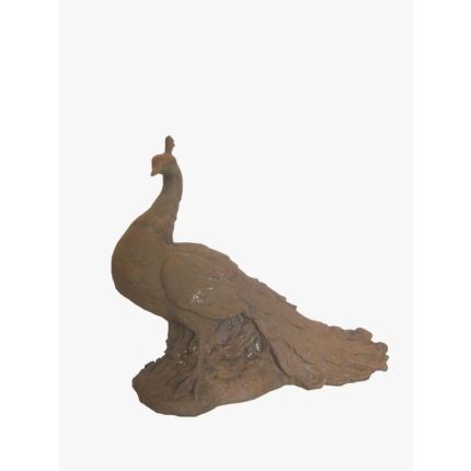 Gusseisen Figur, Pfau auf Untergrund, Tierfigur, Tier