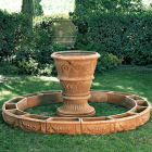 Impruneta Terracotta, Vaso con spirali, base scanalata e fioriere per aiuola, 3er-Set Pflanztopf, Sockel und Umrandung