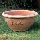 Impruneta Terracotta, Catino a conca festonato, runder Pflanztopf, Blumentopf, Becken