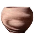 Impruneta Terracotta, Palla millerighe, Blumentopf, rund, verziert, grau, Streifendekor, Terracottatopf