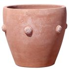 Impruneta Terracotta, Cache-pot con girelle Sannini, Blumentopf, rund, verziert, grau, Schneckendekor, Terracottatopf