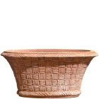 Impruneta Terracotta, Cestino ovale, Pflanztopf, Pflanzkorb, oval, grau, verziert, Terracottatopf