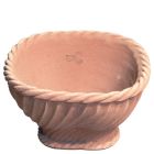 Impruneta Terracotta, Paniera quadrata, Blumentopf, quadratisch, verziert, grau, Standfuß, Streifendekor, Pflanzschale, Blumentopf, Vierecktopf, Terracottatopf