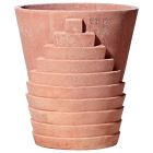 Impruneta Terracotta, Ana Stairs, Pflanztopf, rund, modern, Stufendekor, Terracottatopf