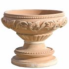 Impruneta Terracotta, Alzata Decorata con Edera, verzierter Pflanztopf mit Efeu-Dekor, Pokal