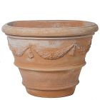 Impruneta Terracotta, Vaso Bearesi con Festoni, verzierter Wandtopf, Pflanzgefäß, Vase