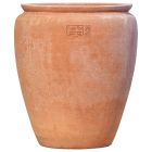 Impruneta Terracotta, Giara elegante, Pflanzgefäß, Pflanzvase, Pflanzkrug, rund, schlicht, grau, Streifendekor, Terracottatopf, Bodenvase