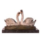 Bronzetierfigur Schwanenpaar, A BRONZE SCULPTURE OF A PAIR OF SWANS