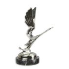 Art-Deco Bronzefigur Auto-Maskottchen, antiksilber, A BRONZE ART DECO STORK CAR MASCOT ANTIQUE SILVER