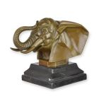 Bronzetierfigur Elefantenkopf, Elefantenfigur, Bronzeelefant, Gartenfigur, Dekofigur, Tierfigur, Tierbüste, A BRONZE SCULPTURE OF AN ELEPHANT HEAD