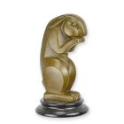 Bronzefigur sitzender Hase im Art déco-Stil, Höhe 15,7 cm, Hasenfigur, Hasenfigurine, Bronzehase, Bronzetier, Tierfigur, Dekofigur, AN ART DECO BRONZE SCULPTURE OF A RABBIT