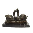 Bronzetierfigur Schwanenpaar, A BRONZE SCULPTURE OF A PAIR OF SWANS