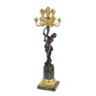 13-flammiger figürlicher Kerzenhalter mit Marmorsockel, A THIRTEEN-LIGHT BRONZE FIGURAL CANDELABRUM ON MARBLE BASE