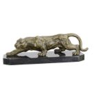 Bronzetierfigur Panther, A BRONZE SCULPTURE OF A CROUCHING PANTHER