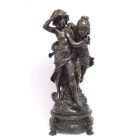 Bronzefigur Junge und Mädchen, H. 58 cm, A BRONZE SCULPTURE OF A BOY AND GIRL