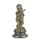 Bronzefigur kleiner Junge mit Hase, Jungenfigur, Jungenfigurine, Bronzejunge, Gartenfigur, Dekofigur, A BRONZE SCULPTURE OF A LITTLE BOY WITH RABBIT