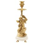 Paar Kerzenhalter aus Bronze mit Marmoranteilen, A PAIR OF MARBLE MOUNTED GILT BRONZE CANDLESTICKS