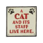 Gusseisenschild, A CAST IRON "A CAT AND ITS STAFF LIVE HERE" PLAQUE