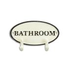 Gusseisenschild mit Haken, A CAST IRON "BATHROOM" WALL HOOK