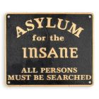 Gusseisen-Wandschild, A CAST IRON "ASYLUM FOR THE INSANE" PLAQUE