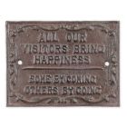 Gusseisenschild, A CAST IRON "ALL OUR VISITORS BRING HAPPINESS" PLAQUE