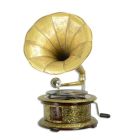 Grammophon mit Messinganteilen, A BRASS MOUNTED ROUND GRAMOPHONE