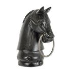 Gusseisentierfigur Pferdekopf mit Ring, schwarz, A CAST IRON HITCHING POST HORSE HEAD - BLACK