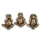 3er-Set Gusseisenfrösche, Frosch, Froschfigur, Froschfigurine, Gusseisenfrosch, Gusseisentier, Tierfigur, Dekofigur, A SET OF 3 CAST IRON FROGS: SEE, SPEAK AND HEAR NO EVIL