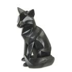 Tierfigur Fuchs aus Polyresin, vieleckige Oberfläche, schwarz, A RESIN POLYGONAL FIGURINE OF A FOX, BLACK