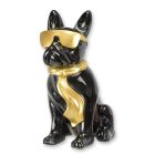 Bulldogge, H. 40 cm, Polyresin, schwarz/goldfarben, mit Sonnenbrille und Krawatte, Hundefigur, Dekofigur, A RESIN BULLDOG WITH SUNGLASSES AND TIE - BLACK & GOLD