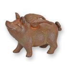 Spardose geflügeltes Schwein aus Gusseisen, rostfarben, A CAST IRON FLYING PIG BANK, RUSTY