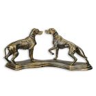 Gusseisentierfiguren zwei Hunde, A CAST IRON FIGURINE OF TWO HOUNDS MOUNTED ON BASE