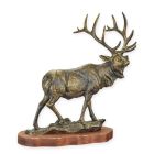 Gusseisenfigur Elch auf Holzsockel, A CAST IRON FIGURINE OF AN ELK ON WOODEN BASE