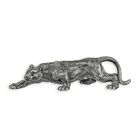 Gusseisenfigur Panther, altsilber, Pantherfigur, Gusseisenpanther, Gusseisentier, Tierfigur, Gartenfigur, Dekofigur, A CAST IRON SCULPTURE OF A PANTHER - OLD SILVER