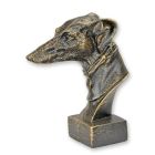 Buchstütze Hundekopf aus Gusseisen, A CAST IRON WHIPPET HEAD BOOKEND