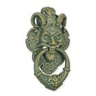 Türklopfer Teufelsgesicht aus Gusseisen, grünfarben, A CAST IRON DEVIL FACE DOOR KNOCKER - GREEN