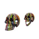 Gusseisendekoration Schädel, Drip Painting-Stil, schwarz, A CAST IRON SKULL, DRIP ART. BLACK