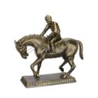 Gusseisenfigur Jockey mit Pferd, Pferdefigur, A CAST IRON SCULPTURE OF A JOCKEY ON HORSE