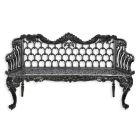 Gusseisenbank, Gartenbank, Bank, schwarz, A CAST IRON HORSE SHOE GARDEN BENCH, BLACK