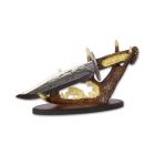 Jagdmesser auf Ständer, Nachbildung, Dekorationsgegenstand, A HUNTING KNIFE ON STAND