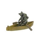 Bronzefigur Katzenpärchen im Boot, Katzenfigur, A BRONZE SCULPTURE OF 2 CATS IN A ROWING BOAT