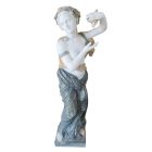 Marmorfigur antike Frau, A MIXED MARBLE STATUE OF A WOMAN WITH GRAPES