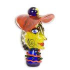 Glasfigur Damenkopf im Murano-Stil, A MURANO STYLE GLASS FIGURINE OF A LADY HEAD WITH HAT