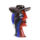 Glasfigur Damenkopf im Murano-Stil, A MURANO STYLE GLASS FIGURINE OF A LADY HEAD WITH HAT