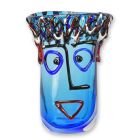 Glasvase mit Gesicht, H. 32,5 cm, abstrakt, Muranoglas-Stil, Gesichtsvase, Blumenvase, A MURANO STYLE ABSTRACT GLASS VASE