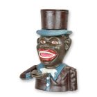 Spardose aus Gusseisen, A CAST IRON BLACK MAN WITH HAT MECHANICAL BANK