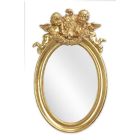 Wandspiegel, oval, verziert mit Engelfiguren, Putten, goldfarbener Rahmen, Flurspiegel, Badspiegel, Hängespiegel, Barockspiegel, A RESIN FRAMED GOLD MIRROR