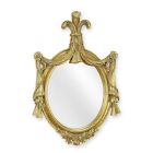 Wandspiegel, oval, verziert, goldfarben, Schlafzimmerspiegel, Flurspiegel, Spiegel, Innendekoration, Wanddekoration, A RESIN FRAMED GOLD MIRROR