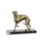 Gusseisentierfigur Hund auf Marmor-Sockel, A CAST IRON DOG ON MARBLE BASE