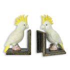 2er-Set Gusseisen-Buchstützen mit Kakadufiguren, A PAIR OF CAST IRON COCKATOO BOOKENDS